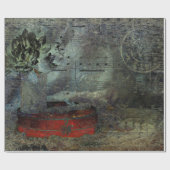 Vintage antike, rote schwarze Schrift Geschenkpapier (Flach)