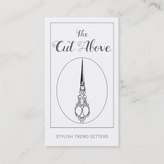 Vintage antike Schere Haarstiel Visitenkarte (Vorderseite)