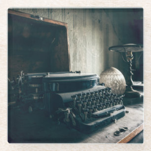 Vintage antike Schreibmaschine Glasuntersetzer