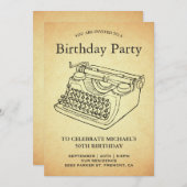 Vintage antike Schreibschrift Geburtstagspartei Einladung (Vorne/Hinten)