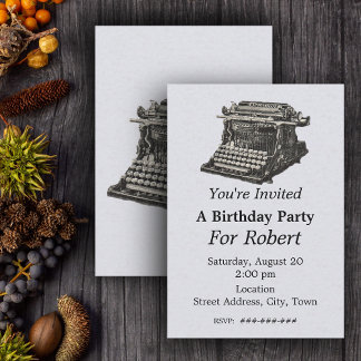Vintage antike schwarze Schreibmaschine Geburtstag Einladung