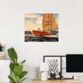 Vintage antike Segelbootwelle Poster (Heimbüro)