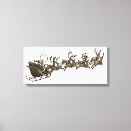 Vintage antike Sepia Santa Sleigh Rentiers Leinwanddruck
