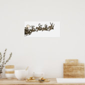 Vintage antike Sepia Santa Sleigh Rentiers Poster (Küche)