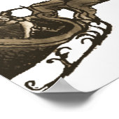 Vintage antike Sepia Santa Sleigh Rentiers Poster (Ecke)