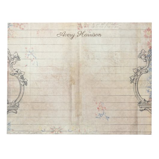 Vintage  antike Shabby Chic Grunge Notizblock (Vorderseite)