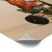 Vintage antike Spielzeughalle auf dem Bike Poster (Ecke)