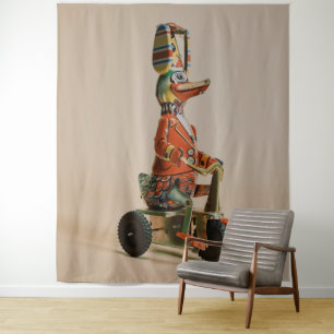 Vintage antike Spielzeughalle auf dem Bike Wandteppich