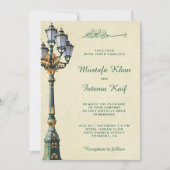 Vintage antike Straßenlampe islamische muslimische Einladung (Vorderseite)