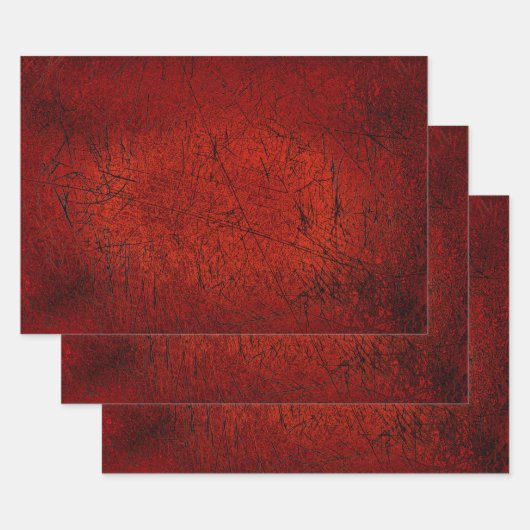Vintage antike Textur dunkelrote schwarze Kratzer Geschenkpapier Set (Set)