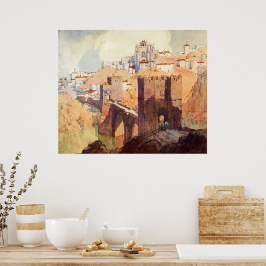 Vintage Antike Toledo Landschaft Poster (Küche)