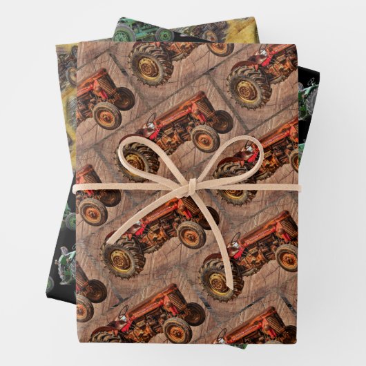 Vintage antike Traktoren Geschenkpapier Set (Beispiel)