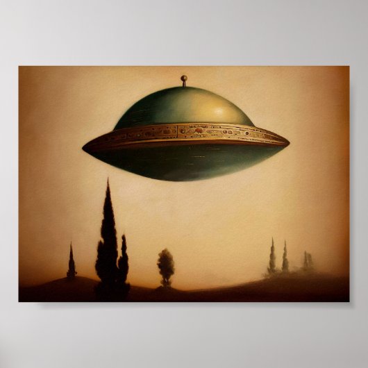 Vintage antike Ufo Kunst-Malerei Poster (Vorne)