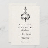 Vintage antike viktorianische Kronleuchter Geburts Einladung (Vorne/Hinten)