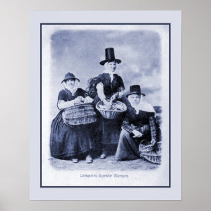 Vintage antike walisische Austernfrauen Poster