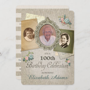 Vintage antike Wäsche   Wählen Sie Ihr Jahr 3 Foto Einladung