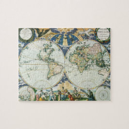 Vintage antike Weltkarte, 1666 von Pieter Goos Puzzle