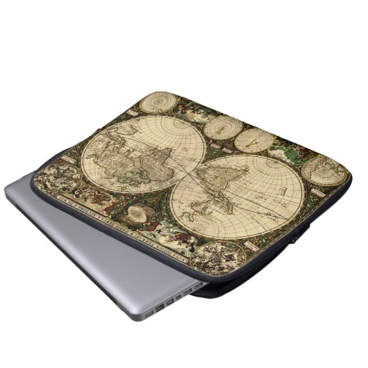 Vintage antike Weltkarte Laptopschutzhülle (Vorne Knopf)