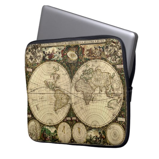 Vintage antike Weltkarte Laptopschutzhülle (Vorderseite Links)