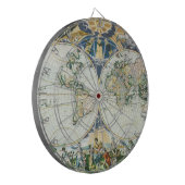 Vintage antike Weltkarte von Pieter Goos, 1666 Dartscheibe (Vorderseite Links)