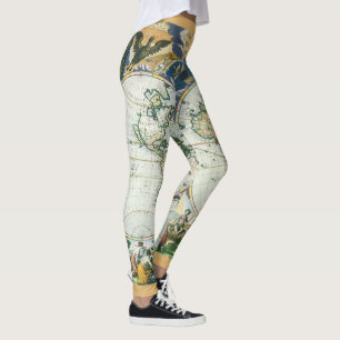 Vintage antike Weltkarte von Pieter Goos, 1666 Leggings