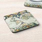 Vintage antike Weltkarte von Pieter Goos, 1666 Untersetzer (Linke Seite)