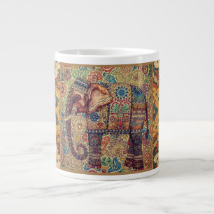 Vintage, antikes Elefant-Motiv Kunst Jumbo-Tasse