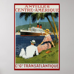 Vintage Antillen Reisewerbung Poster