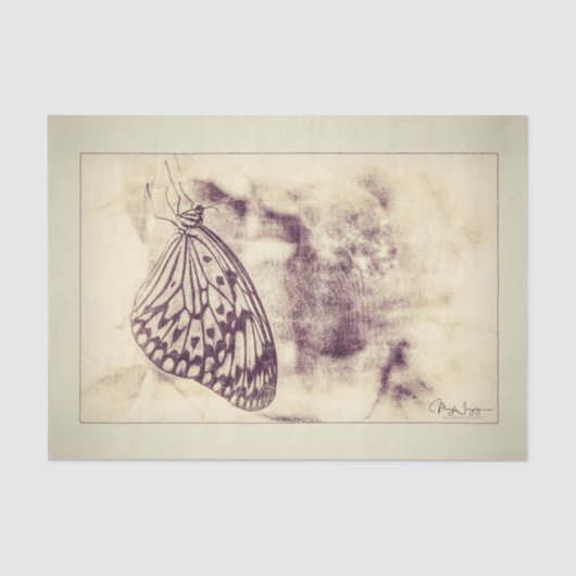 Vintage Antiphlogie Sepia Butterfly Seidenpapier (Vorderseite)