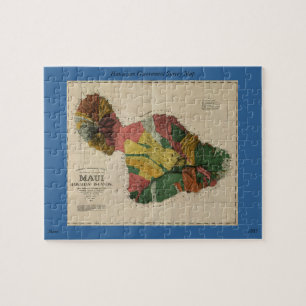 Vintage Antiquarian-Hawaii Übersichts-Karte Mauis Puzzle