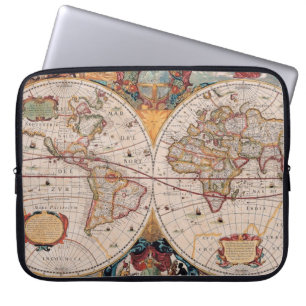 Vintage Antique Alte Weltkarten-Design verblasster Laptopschutzhülle