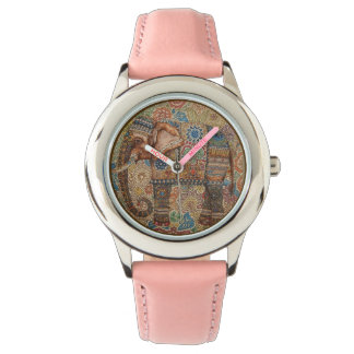 Vintage, Antique Elephant,Batik Pattern Armbanduhr