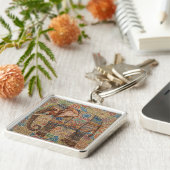 Vintage, Antique Elephant,Batik Pattern Schlüsselanhänger (Seite)