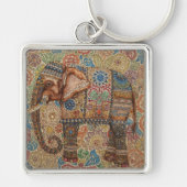 Vintage, Antique Elephant,Batik Pattern Schlüsselanhänger (Vorne)