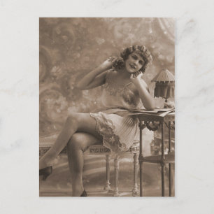 Vintage Antique Flapper, Porträts von Frauen, Postkarte