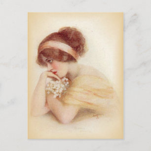 Vintage Antique Flapper, Porträts von Frauen, Postkarte