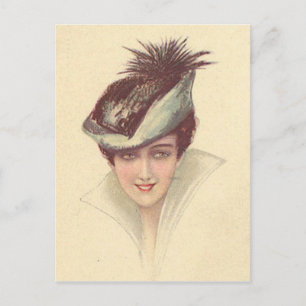 Vintage Antique Flapper, Porträts von Frauen, Postkarte