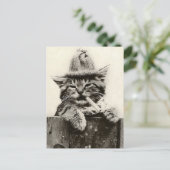 Vintage Antique Funny Nostalgie niedliche Katze/Kä Postkarte (Stehend Vorderseite)
