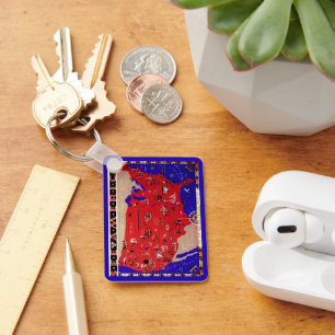 Vintage Antique Map USA, USA Schlüsselanhänger