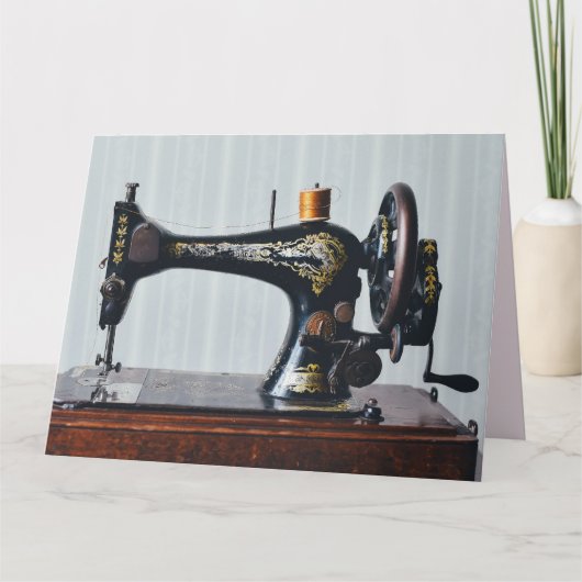 VINTAGE ANTIQUE-SCHAUMASCHINE HELLO-KARTE KARTE (Vorderseite)