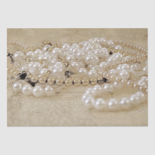 Vintage Antique Sepia Brown White Pearls Textur Seidenpapier (Vorderseite)