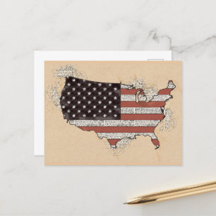Vintage Antiquitäten USA Souvenir Flagge Reise Kun Postkarte