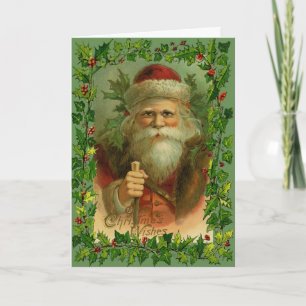Vintage-Antiquitäten-Weihnachtsmann-Weihnachtsgruß Feiertagskarte