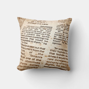 Vintage Antiquitäten-Zeitungsausschnitte Kissen