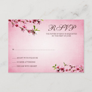 Vintage Antwortkarte für rosa Kirschblüten RSVP Karte