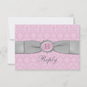 Vintage Antwortkarte für Rosa und Grau RSVP Karte