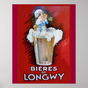 Vintage Anzeige, Bieres De Longwy Poster
