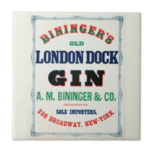 Vintage-Anzeige für Bininger's Old London Dock Gin Fliese