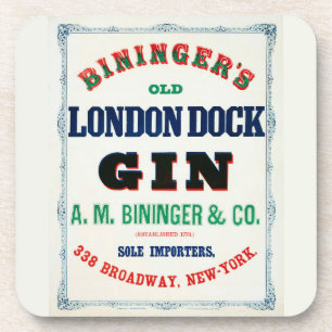 Vintage-Anzeige für Bininger's Old London Dock Gin Getränkeuntersetzer