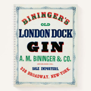 Vintage-Anzeige für Bininger's Old London Dock Gin Notizblock